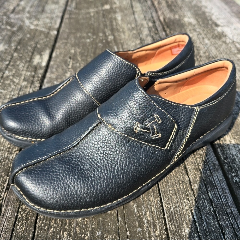 Clarks Unstructured Unloop Black Pebbled Leather … - image 7